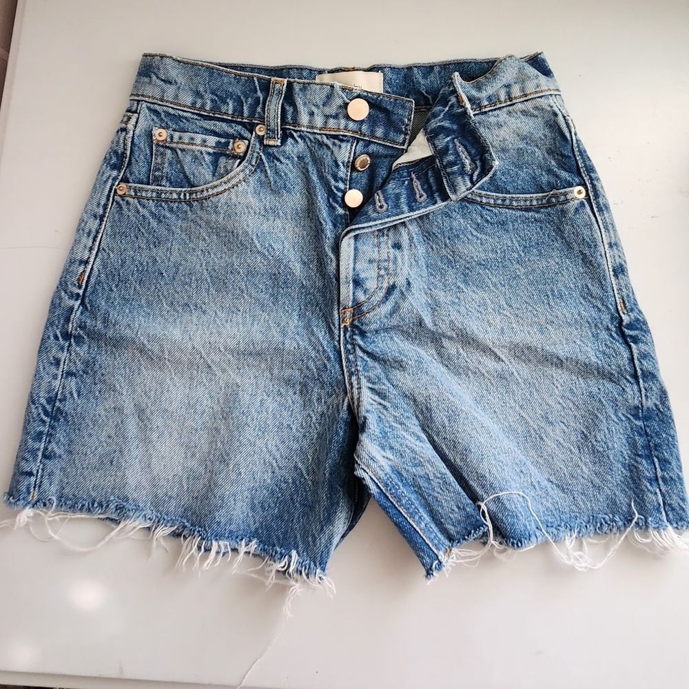 Triarchy Classic Blue Frayed Hem Jean Shorts Size 24